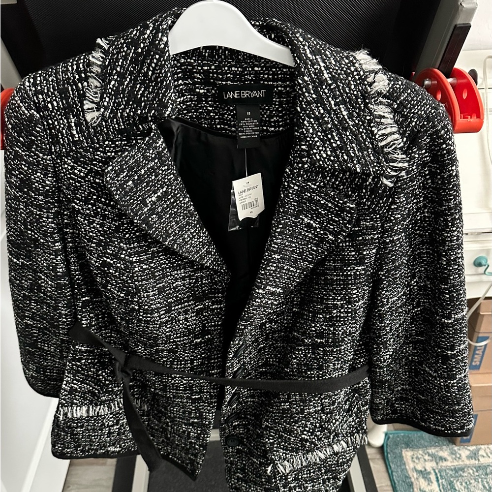 Lane Bryant Textured Black and White Blazer